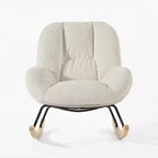 Fauteuil à bascule en velours côtelé, fauteuil à bascule rembourré en tissu, beige