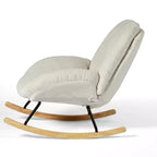 Fauteuil à bascule en velours côtelé, fauteuil à bascule rembourré en tissu, beige