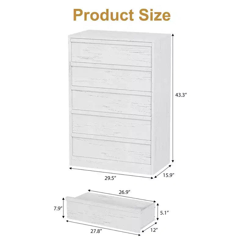 3/4/5/7 Drawer Dresser, Tall Chest of Drawers with Large Storage, Modern Slim Nightstand for Bedroom, Living Room