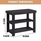 Banc à chaussures en bambou pour entrée avec étagère de rangement à 2 niveaux pour entrée et salon