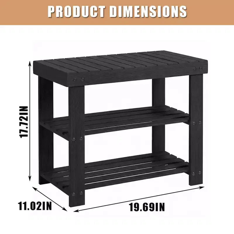 Bamboo Entryway Shoe Bench with 2-Tier Storage Shelf for Entryway& Living Room