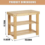 Banc à chaussures en bambou pour entrée avec étagère de rangement à 2 niveaux pour entrée et salon