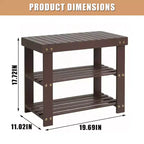 Banc à chaussures en bambou pour entrée avec étagère de rangement à 2 niveaux pour entrée et salon