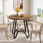 Table de salle à manger ronde de 80 cm pour 2 avec double étagère, petite table de cuisine pour salle à manger, appartement, petit espace