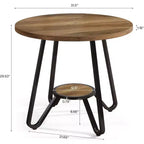 Table de salle à manger ronde de 80 cm pour 2 avec double étagère, petite table de cuisine pour salle à manger, appartement, petit espace