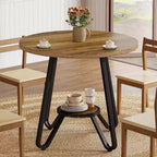 Table de salle à manger ronde de 80 cm pour 2 avec double étagère, petite table de cuisine pour salle à manger, appartement, petit espace