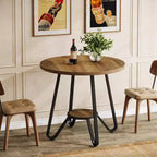 Table de salle à manger ronde de 80 cm pour 2 avec double étagère, petite table de cuisine pour salle à manger, appartement, petit espace