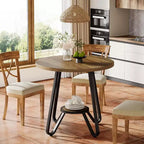 Table de salle à manger ronde de 80 cm pour 2 avec double étagère, petite table de cuisine pour salle à manger, appartement, petit espace