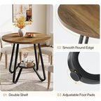Table de salle à manger ronde de 80 cm pour 2 avec double étagère, petite table de cuisine pour salle à manger, appartement, petit espace