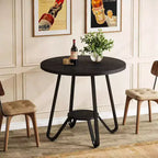 Table de salle à manger ronde de 80 cm pour 2 avec double étagère, petite table de cuisine pour salle à manger, appartement, petit espace