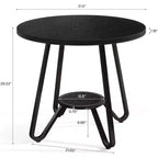 Table de salle à manger ronde de 80 cm pour 2 avec double étagère, petite table de cuisine pour salle à manger, appartement, petit espace