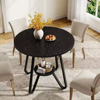 Table de salle à manger ronde de 80 cm pour 2 avec double étagère, petite table de cuisine pour salle à manger, appartement, petit espace