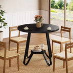 Table de salle à manger ronde de 80 cm pour 2 avec double étagère, petite table de cuisine pour salle à manger, appartement, petit espace