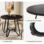 Table de salle à manger ronde de 80 cm pour 2 avec double étagère, petite table de cuisine pour salle à manger, appartement, petit espace