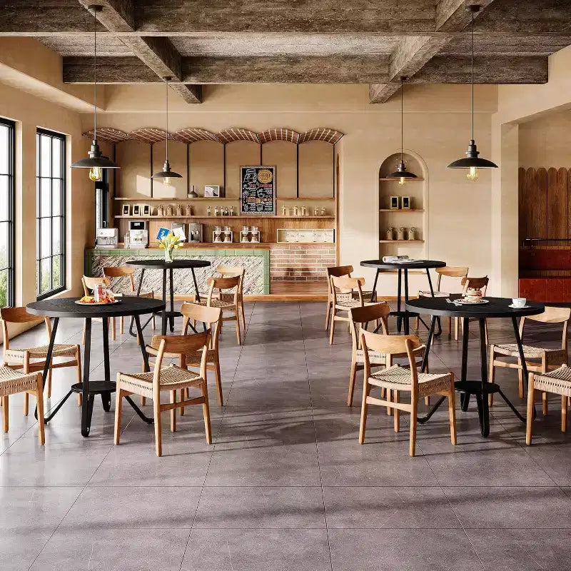 31.5 Round Dining Table for 2 with Double Shelves, Small Kitchen Dinner Table for Dining Room, Apartment, Small Space