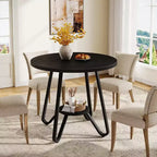 Table de salle à manger ronde de 80 cm pour 2 avec double étagère, petite table de cuisine pour salle à manger, appartement, petit espace