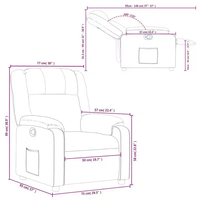 Recliner Chair Light Gray Fabric