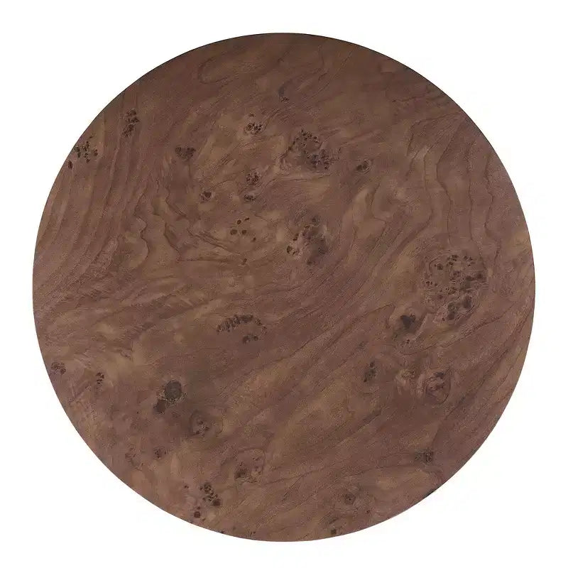 360 Swivel Accent Coffee Table with Rich Burl Wood Veneer & 2 Hidden Storage Drawers - Walnut
