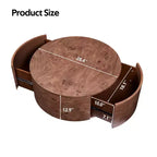 Table basse pivotante à 360° en ronce de bois et tiroirs cachés, Noyer