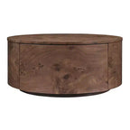 Table basse pivotante à 360° en ronce de bois et tiroirs cachés, Noyer