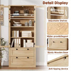 Meuble de rangement haut de cuisine de 72 po avec 2 tiroirs, armoire de cuisine de style campagnard avec portes vitrées et étagères réglables, pour salle à manger