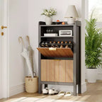 Acekool Slim Shoe Cabinet with 2 Flip Drawers and Open Shelves for Entryway Bedroom