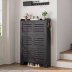 Acekool Slim 3 Flip Drawer Shoe Cabinet with Hooks 13.8 Hidden Shoe Rack for Entryway