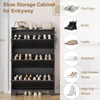 Meuble à chaussures Slim 3 tiroirs basculants avec crochets 35 cm Porte-chaussures caché pour entrée