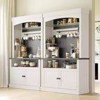 Buffet de cuisine avec huche, style ferme, avec support pour micro-ondes, casier à vin et étagères de rangement, 72 po