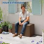 Grande boîte de rangement d'extérieur étanche en résine de 80 à 120 gallons, organisateur verrouillable pour coussins de patio, outils, équipement de piscine, aspect rotin marron ou noir