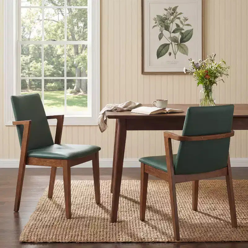 Modern Rubberwood Upholstered Dining Chairs with Backrest
