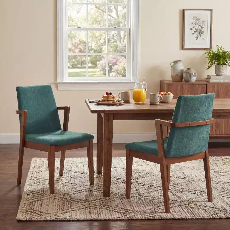Modern Rubberwood Upholstered Dining Chairs with Backrest