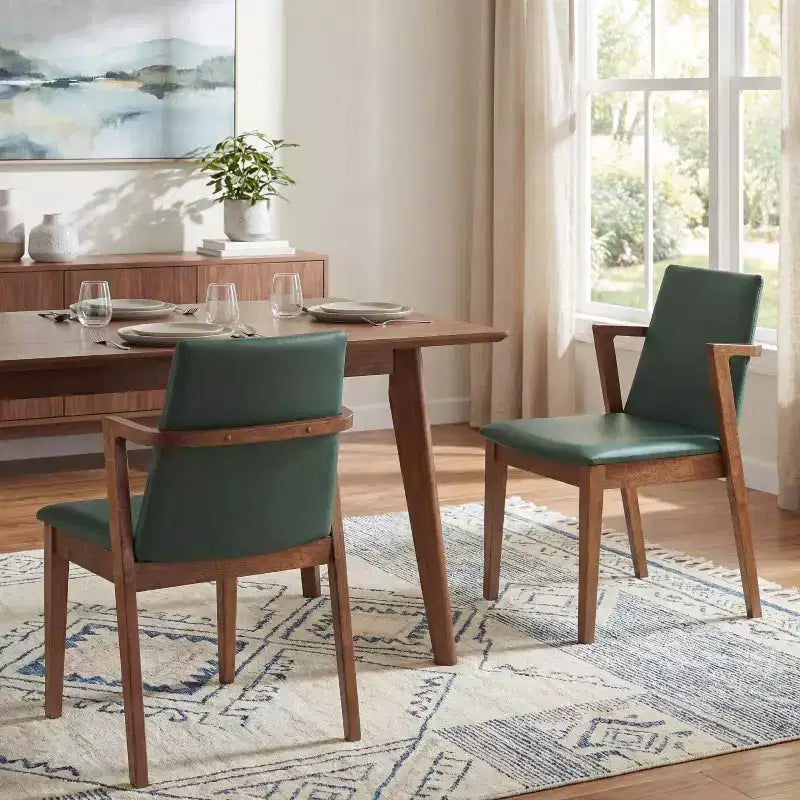 Modern Rubberwood Upholstered Dining Chairs with Backrest