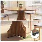 Table à manger ronde de 47" pour 4-6 personnes, table de cuisine circulaire en bois style ferme avec pied central, gain de place pour appartement