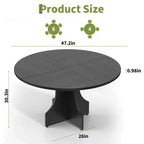 Table à manger ronde de 47" pour 4-6 personnes, table de cuisine circulaire en bois style ferme avec pied central, gain de place pour appartement