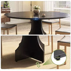 Table à manger ronde de 47" pour 4-6 personnes, table de cuisine circulaire en bois style ferme avec pied central, gain de place pour appartement