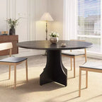 Table à manger ronde de 47" pour 4-6 personnes, table de cuisine circulaire en bois style ferme avec pied central, gain de place pour appartement