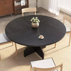 Table à manger ronde de 47" pour 4-6 personnes, table de cuisine circulaire en bois style ferme avec pied central, gain de place pour appartement