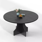 Table à manger ronde de 47" pour 4-6 personnes, table de cuisine circulaire en bois style ferme avec pied central, gain de place pour appartement