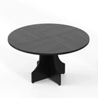 47 Round Dining Table for 4-6, Farmhouse Wood Circle Kitchen Table with Pedestal Base, Space-Saving for Apartment