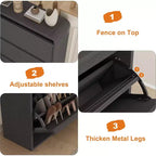 Meuble à Chaussures à 3 Tiroirs Basculants avec Étagères Réglables, Organisateur de Chaussures Fin pour Entrée