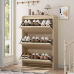 Meuble à Chaussures à 3 Tiroirs Basculants avec Étagères Réglables, Organisateur de Chaussures Fin pour Entrée