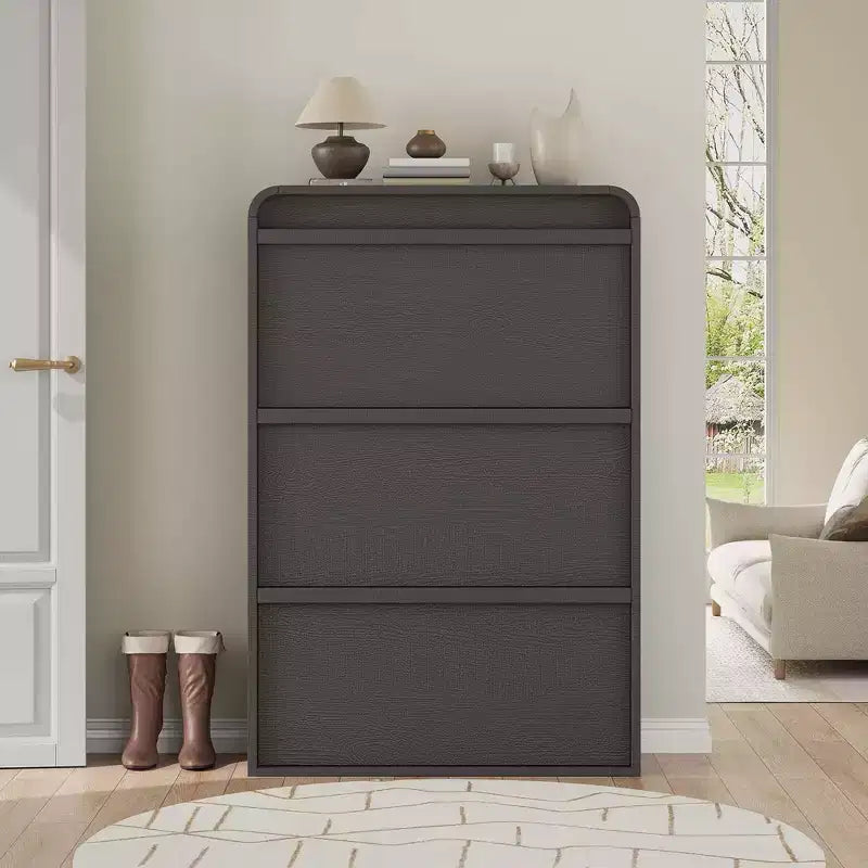 3 Flip Drawer Shoe Cabinet with Adjustable Shelves Slim Shoe Organizer for Entryway