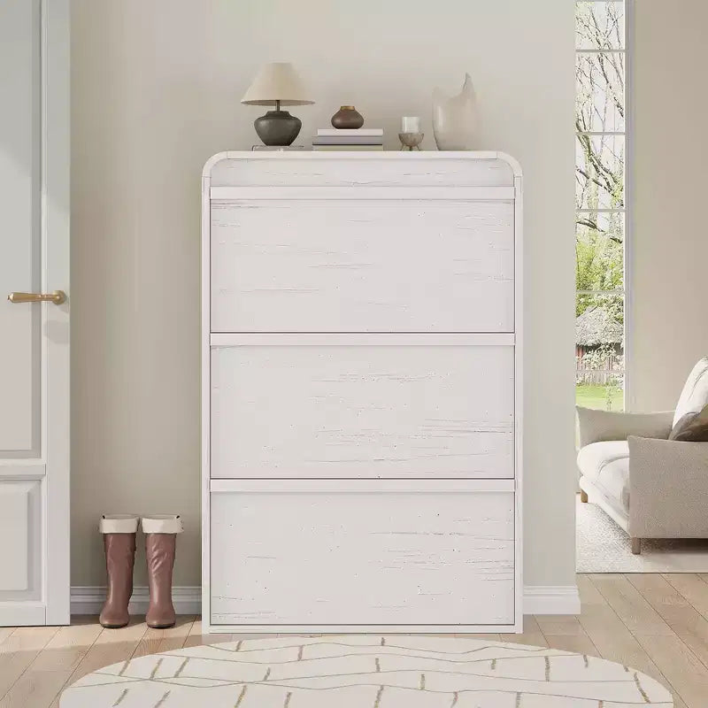 3 Flip Drawer Shoe Cabinet with Adjustable Shelves Slim Shoe Organizer for Entryway