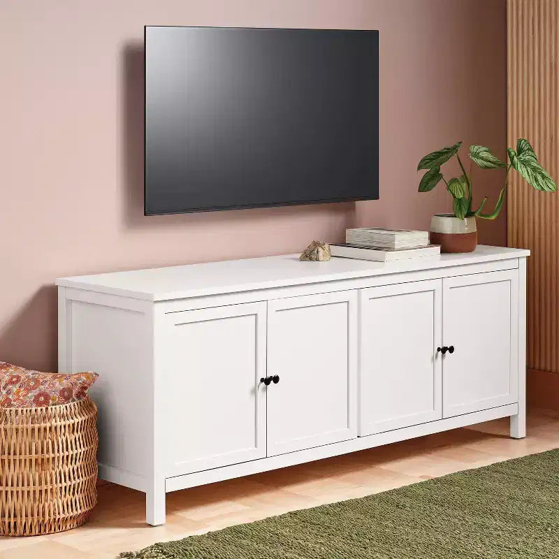 Traditional Storage TV Stand with Doors and Shelves for TVs up to 65" Classic White - ™