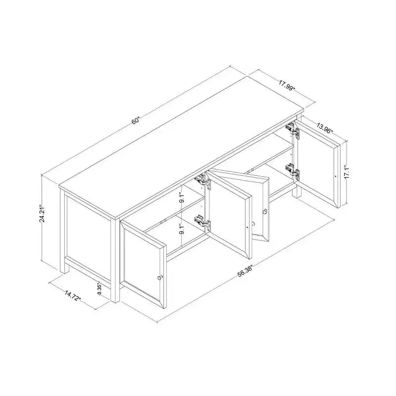 Traditional Storage TV Stand with Doors and Shelves for TVs up to 65" Classic White - ™