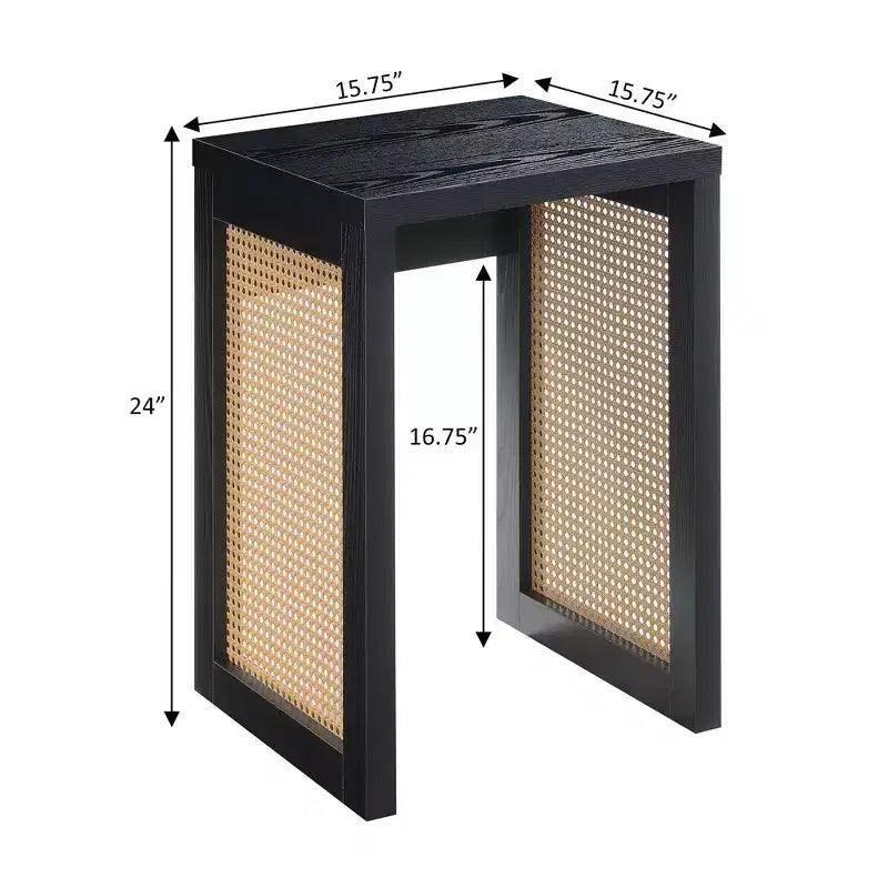 Weave End Table in Black/Beige Barley