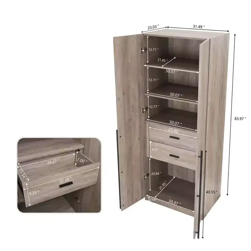 2pc 4 Door 5 Shelf Module Wardrobe