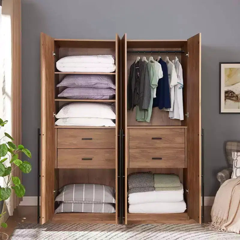 2pc 4 Door 5 Shelf Module Wardrobe