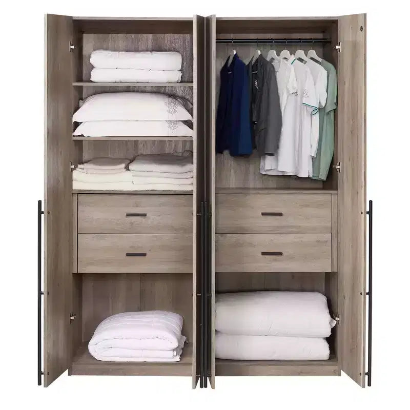 2pc 4 Door 5 Shelf Module Wardrobe